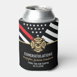 消防士の退職金の細い赤線のフラグおめでとう 缶クーラー