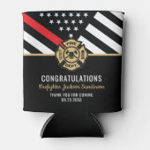 消防士の退職金の細い赤線のフラグおめでとう 缶クーラー (正面)