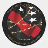 消防士の退職金の細い赤線パーティー ラウンドシール (正面)