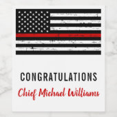 消防士の退職金の薄い赤線ファイアマン国旗 ワインラベル (シングルラベル)