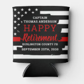 消防士の退職金パーソナライズされた薄の赤線 缶クーラー (正面)