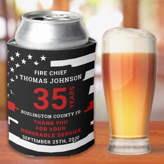 消防士の退職金パーソナライズされた薄の赤線 缶クーラー