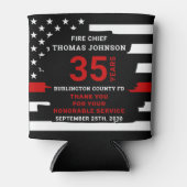 消防士の退職金パーソナライズされた薄の赤線 缶クーラー (正面)