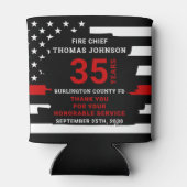 消防士の退職金パーソナライズされた薄の赤線 缶クーラー (裏面)