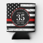 消防士の退職金パーソナライズされた薄の赤線 缶クーラー (正面)