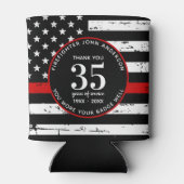 消防士の退職金パーソナライズされた薄の赤線 缶クーラー (裏面)