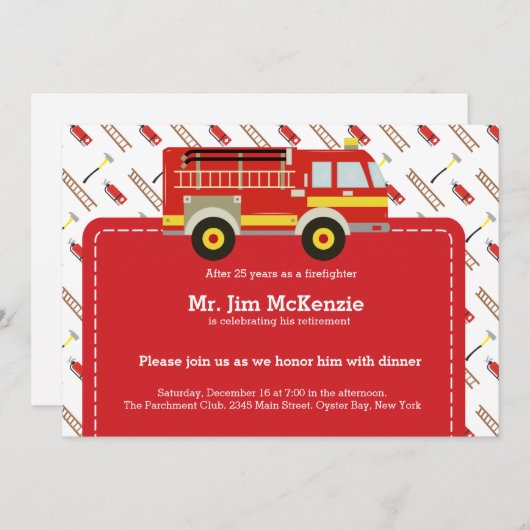 消防士の退職 招待状 (正面/裏面)
