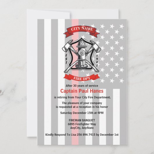消防士の退職 招待状 (正面)