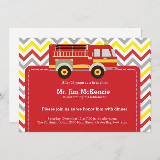 消防士の退職 招待状 (正面/裏面)