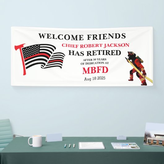 消防士の退職 横断幕 (トレードショー)