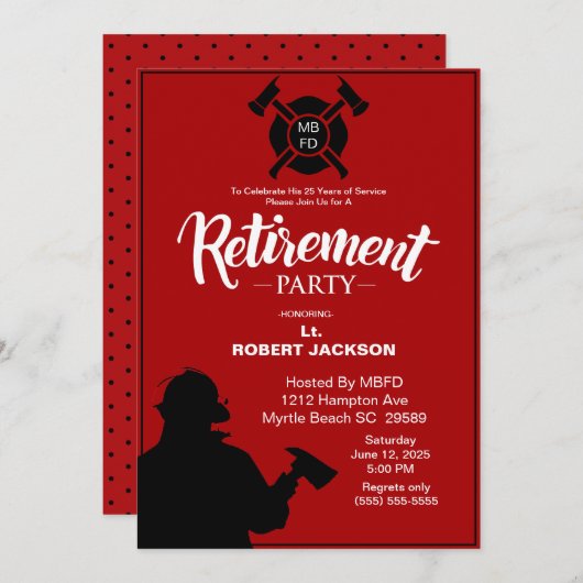 消防士の退職/消防署長の退職 招待状 (正面/裏面)