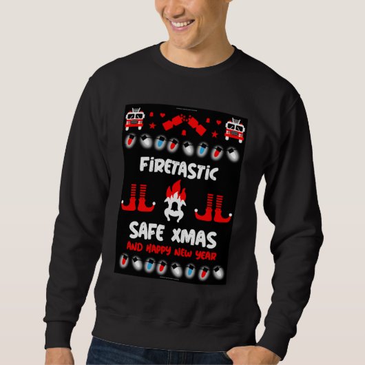 消防士の醜いクリスマスセーター スウェットシャツ (正面)