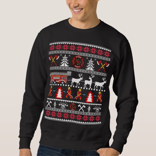 消防士の醜いクリスマスセーターSweatshirt スウェットシャツ (正面)