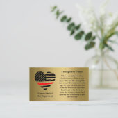 消防士の金ゴールドの祈りの言葉 名刺 (スタンド正面)
