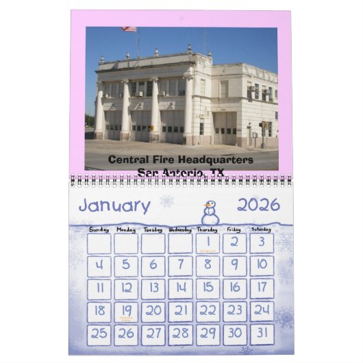 消防士の顕彰 カレンダー (1月 2026)