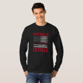 消防士の魚釣り退職アメリカ国旗の愛国心 Tシャツ (正面フル)