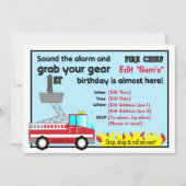 消防士の1歳誕生日パーティーの招待状 消防士 招待状 (正面)