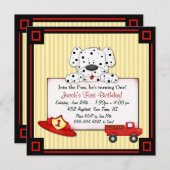 消防士の1歳誕生日 招待状 (正面/裏面)