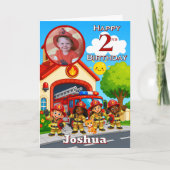 消防士の2歳の誕生日フォトカード カード (正面)