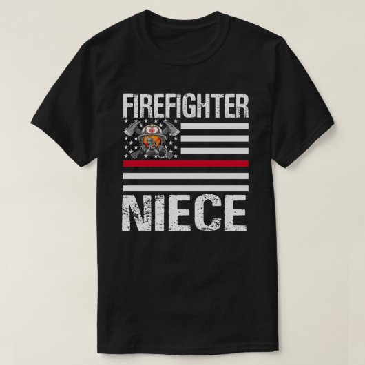 消防士のNIECEは薄い赤いラインをサポート米国Fla Tシャツ (デザイン正面)