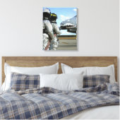 消防士はドリル中に消防用ホースを配備する キャンバスプリント (インサイチュ (寝室))