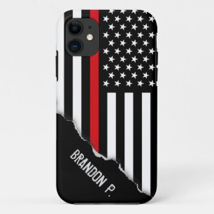 消防士は引き裂かれたアメリカ国旗のカスタム iPhone 11 ケース