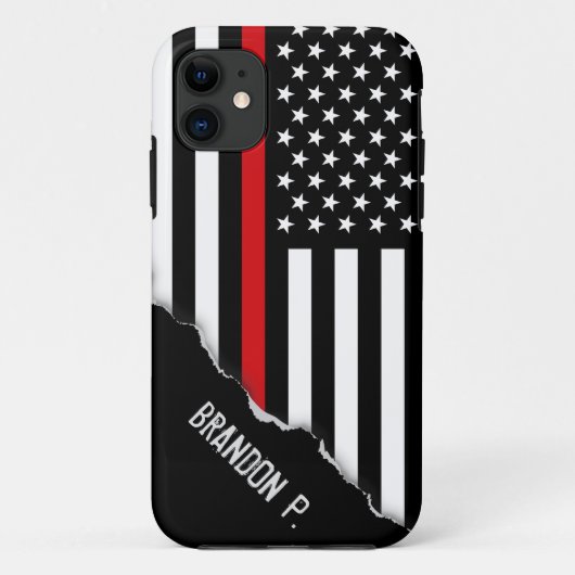 消防士は引き裂かれたアメリカ国旗のカスタム Case-Mate iPhoneケース (裏面)