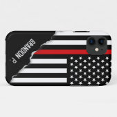 消防士は引き裂かれたアメリカ国旗のカスタム Case-Mate iPhoneケース (裏面(横))