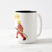 消防士は暑い？ ツートーンマグカップ (正面右)