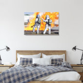 消防士は模擬火災と戦う キャンバスプリント (インサイチュ (寝室))