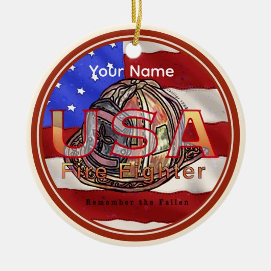消防士は覚えてい落ちたる セラミックオーナメント (正面)