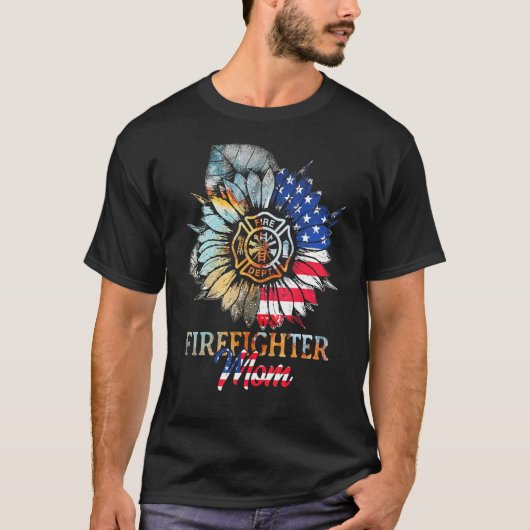 消防士ひまわり消防士ママ Tシャツ (正面)