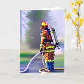 消防士へのご就任おめでとう カード (黄色い花)