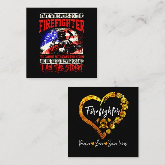 消防士へのプレゼント | 消防士に運命がささやく スクエア名刺 (正面/裏面)