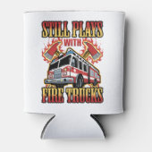 消防士まだ火遊車を持つ 缶クーラー (正面)