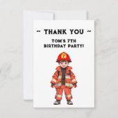 消防士をテーマにした子供の誕生日パーティー サンキューカード (正面)