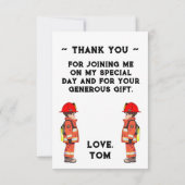 消防士をテーマにした子供の誕生日パーティー サンキューカード (裏面)