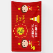 消防士をテーマにした誕生日パパーソナライズされたーティ 横断幕 (縦)