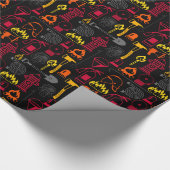 消防士アイコンパターン黒 ラッピングペーパー (角)