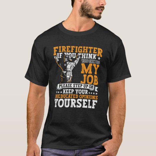 消防士アパレル消防士男性へ Tシャツ (正面)