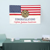 消防士アメリカ国旗おめでとう引退 横断幕 (トレードショー)