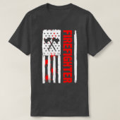 消防士アメリカ国旗の愛国的消防士 Tシャツ (デザイン正面)