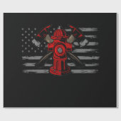 消防士アメリカ国旗の斧 ラッピングペーパー (フラット)