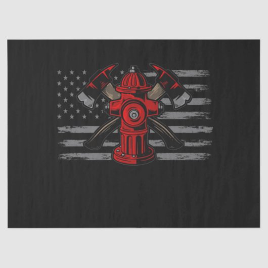 消防士アメリカ国旗の斧 薄葉紙 (正面)