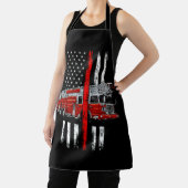 消防士アメリカ国旗の薄い赤い線F エプロン (インサイチュ)