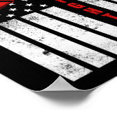 消防士アメリカ国旗の薄い赤線 ポスター (角)