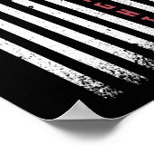 消防士アメリカ国旗の薄い赤線 ポスター (角)