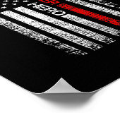 消防士アメリカ国旗Ax薄い赤線 ポスター (角)