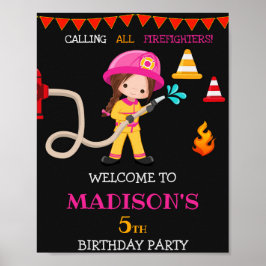 消防士ウェルカムパーティーサインガール消防士 ポスター