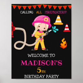 消防士ウェルカムパーティーサインガール消防士 ポスター